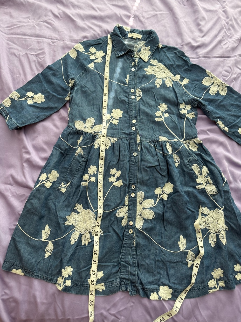 Floral Embroidered Denim Dress